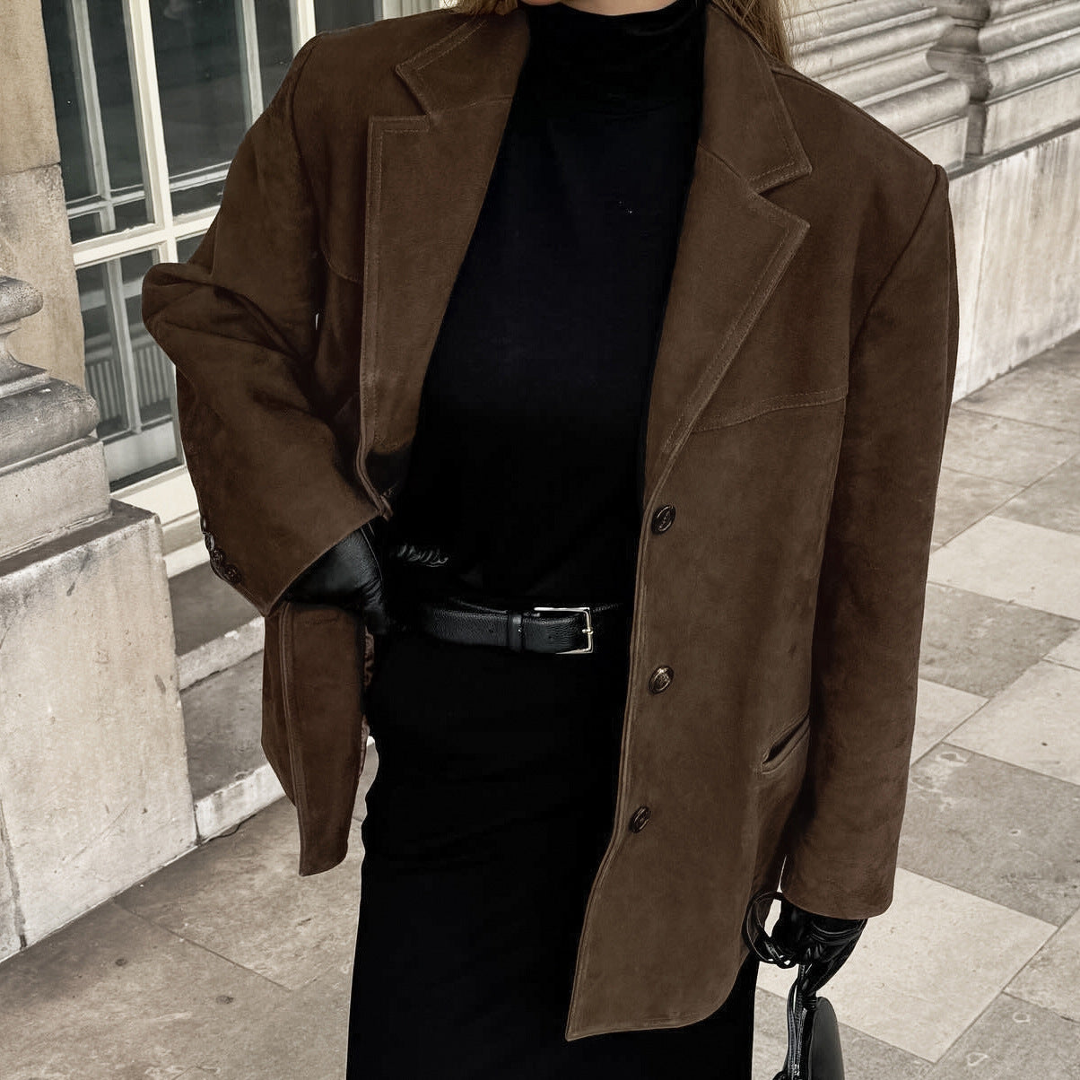 Elegant Suede Jacket for Autumn | Warm and Trendy - Fashionable Coat