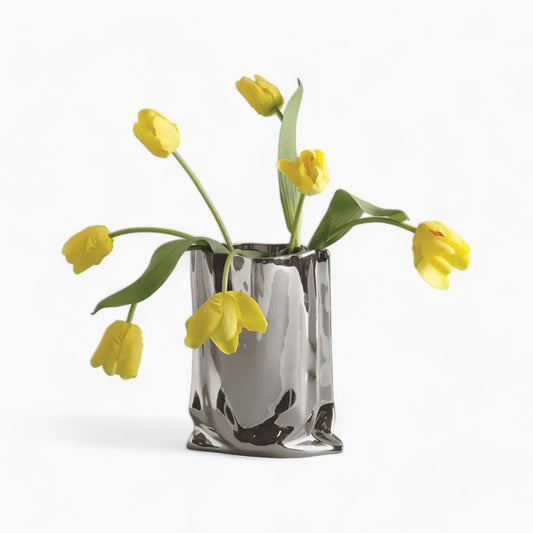 Elegante vaso a fiori plissettato | Decorazione contemporanea perfetta per tutte le tue stanze