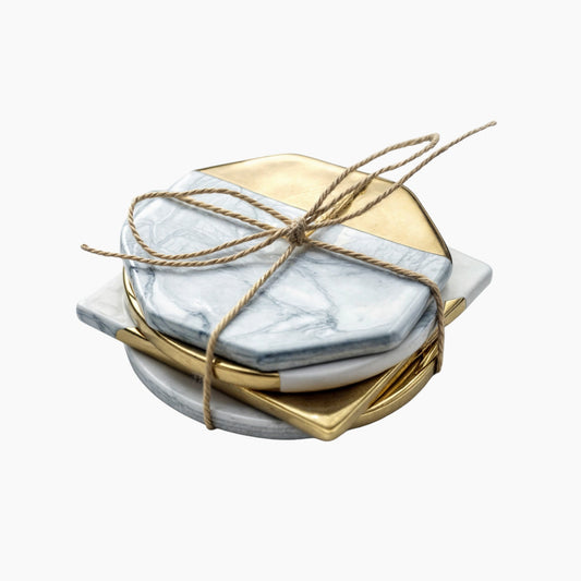 IvoraHome - Magnifico set di sottobicchieri in marmo avorio per un tocco di eleganza nel tuo interno