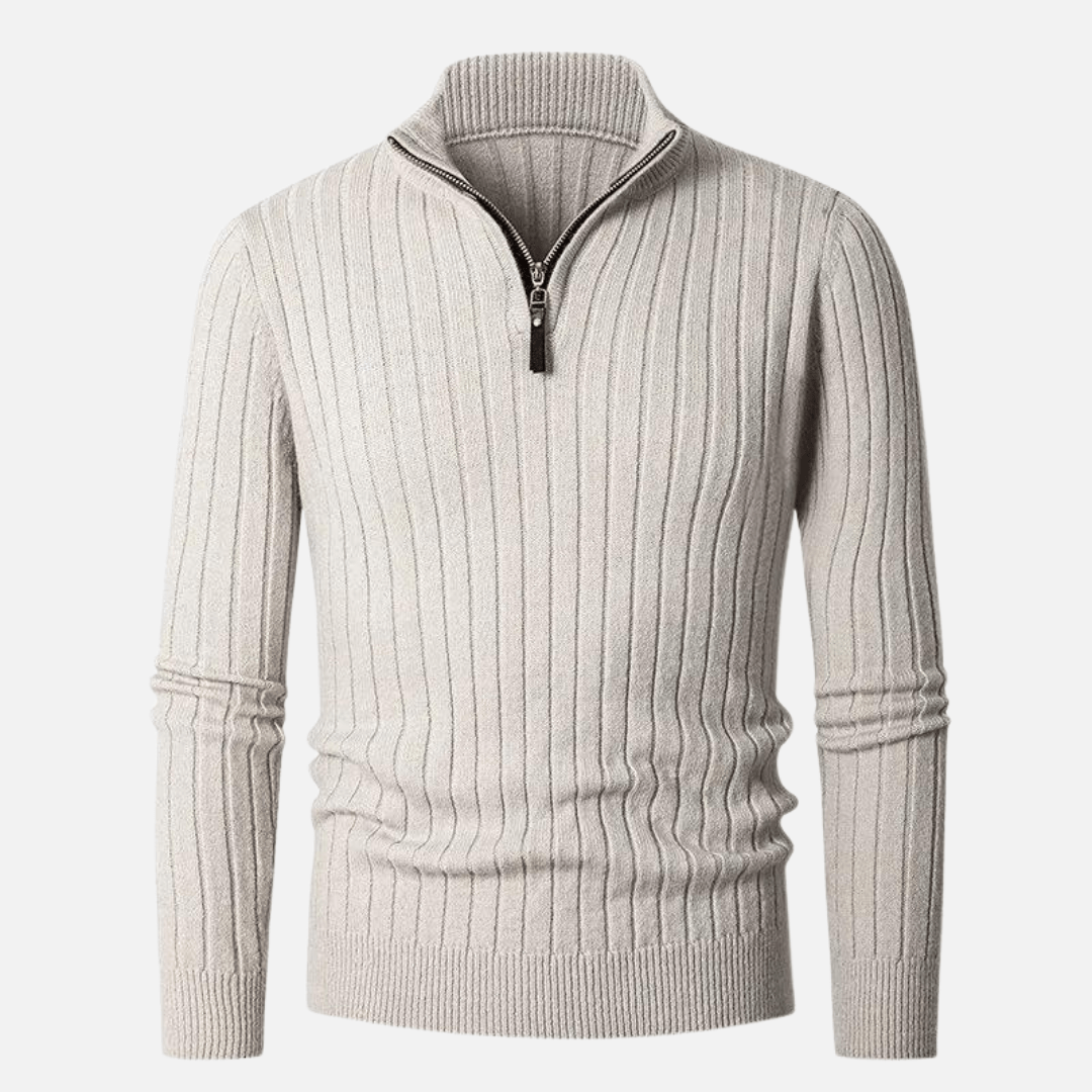 Lukas - Stylish half-zip sweater with an elegant stand-up collar
