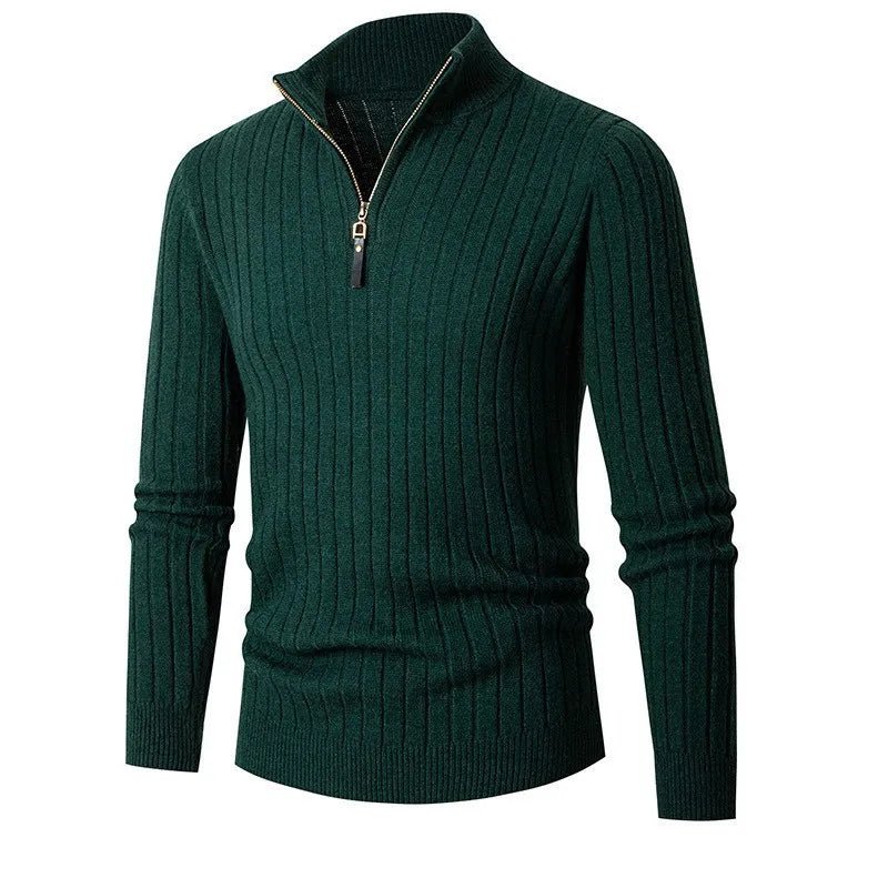 Lukas - Stylish half-zip sweater with an elegant stand-up collar