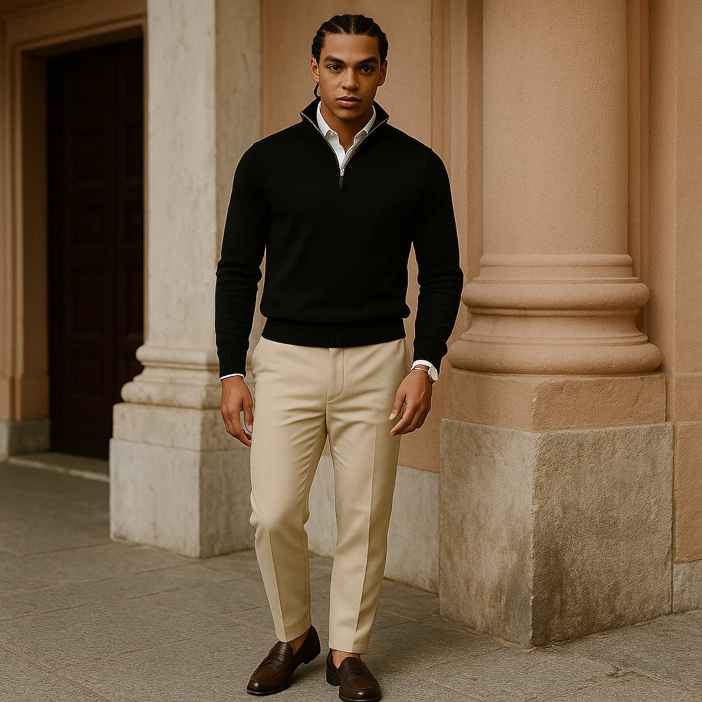 Werner - Elegant Cashmere Half-zip Sweater with Long-Sleeve Comfort